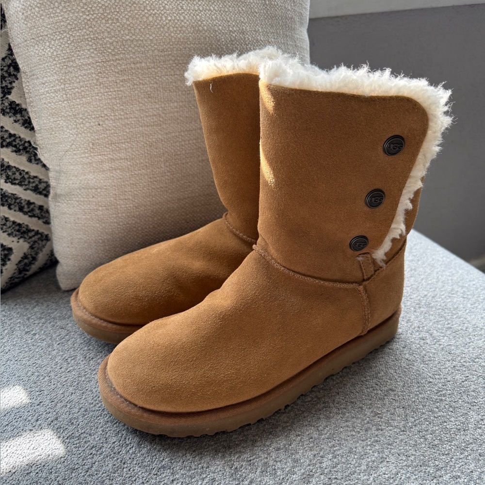 UGG Tan Shearling-Lined Winter Boots